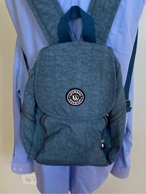 Lifewheel Blue Casual Mini nylon Backpack zips pockets key fob adjustable strap